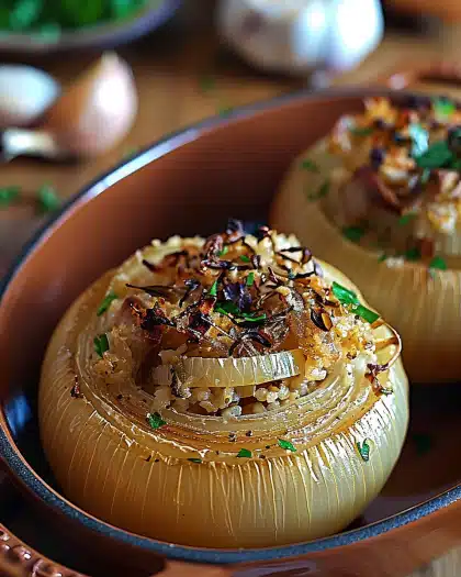 Greek Stuffed Onions