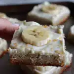 Healthy Banana Blondies with Greek Yogurt Cream Cheese Frosting