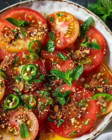 Heirloom Tomato Salad with Dukkah and Mint