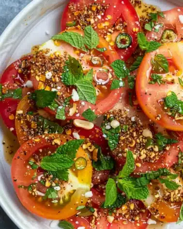 Heirloom Tomato Salad with Dukkah and Mint
