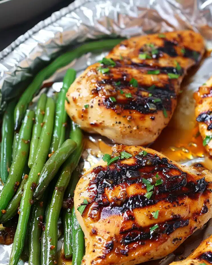 Honey-Mustard Grilled Chicken with Foil Packet Green Beans