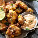 Jalapeño Cheddar Corn Fritters with Chipotle Aioli