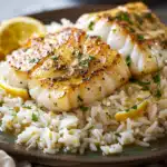 Lemon Butter Cod with Rice