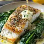 Luscious Lemon-Garlic Sea Bass with Creamed Spinach