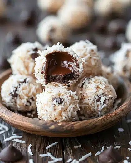 No Bake Coconut Cookie Balls with Chocolate Centers