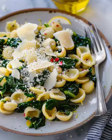 Orecchiette with Swiss Chard, Parmesan and Lemon