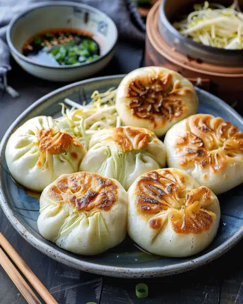 Pan-Fried Cabbage and Noodle Buns