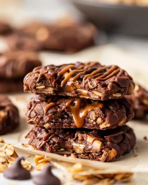 Peanut Butter Chocolate Caramel Cookies