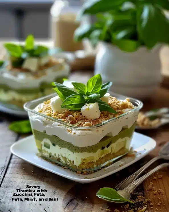 Savory Tiramisu with Zucchini, Feta, Mint, and Basil