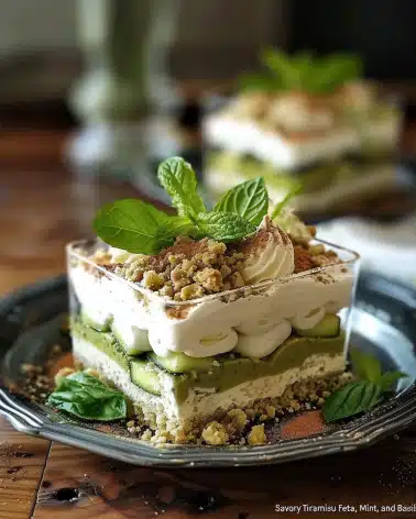 Savory Tiramisu with Zucchini, Feta, Mint, and Basil