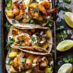 Sheet Pan Hawaiian Pineapple Shrimp Tacos with Creamy Jalapeño Special Sauce