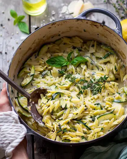 Souper Creamy Lemon Butter Cheesy Zucchini Orzo