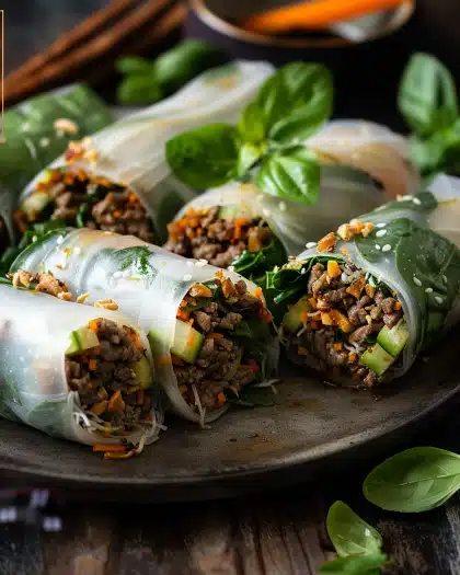 Thai Basil Beef Rolls