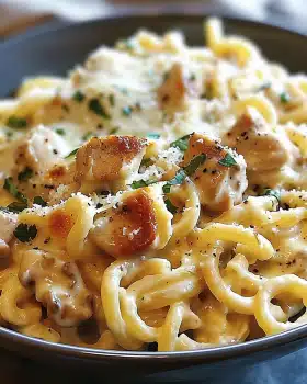 The Best Crockpot Garlic Parmesan Chicken Pasta Recipe