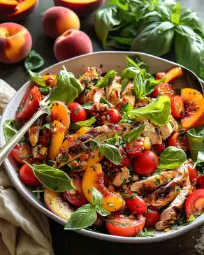 Tomato Peach Chicken Salad.