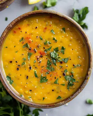Vegan Lemon Lentil Soup with Turmeric