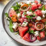 Watermelon Feta Salad with Pickled Shallots