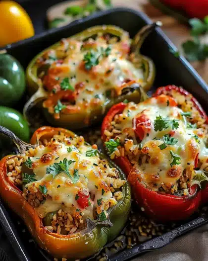 Easy Vegetarian Stuffed Bell Peppers with Rice