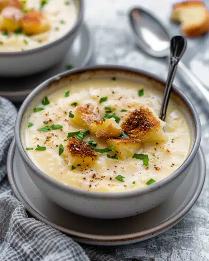 CREAMY ROASTED GARLIC POTATO SOUP (VEGAN)