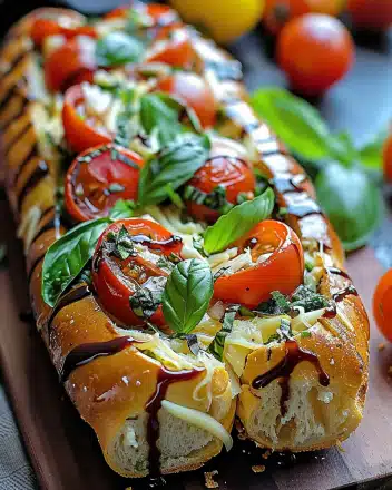 Caprese Stuffed Garlic Bread Tasty and Easy Recipe
