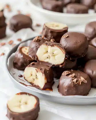 Chocolate Dipped Frozen Banana Bites