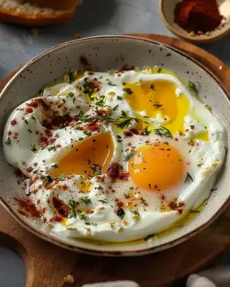 Çılbır Turkish Eggs with Creamy Yogurt & Butter Sauce