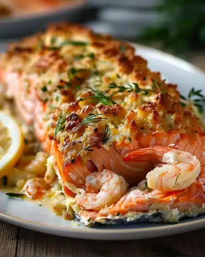 Crab and Shrimp Stuffed Salmon Recipe