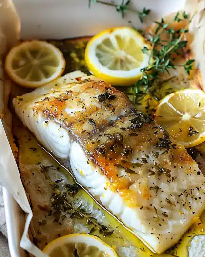 Crispy Baked Fish with Lemon Herb Sauce – A Flavorful Delight