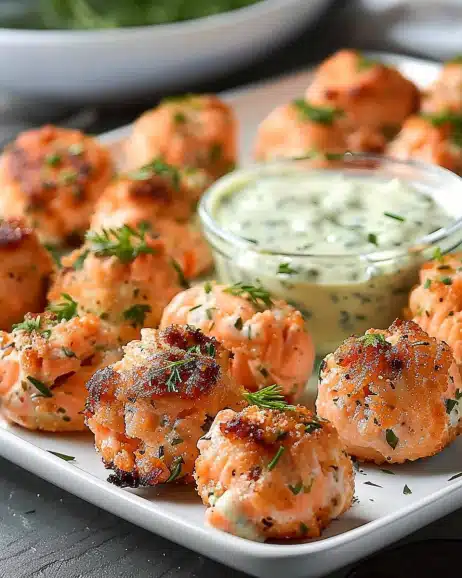 Crispy Salmon Bites with Sauce