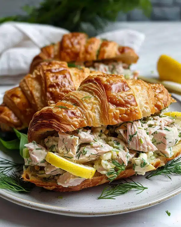 Divine Lemon Dill Tuna Salad Sandwiches on Croissants
