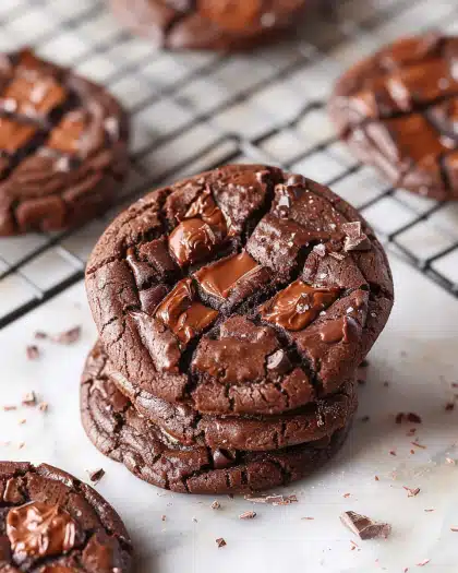 Fudgy Double Chocolate Chip Cookies