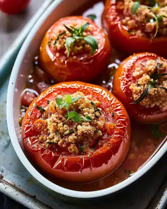Greek style stuffed tomatoes
