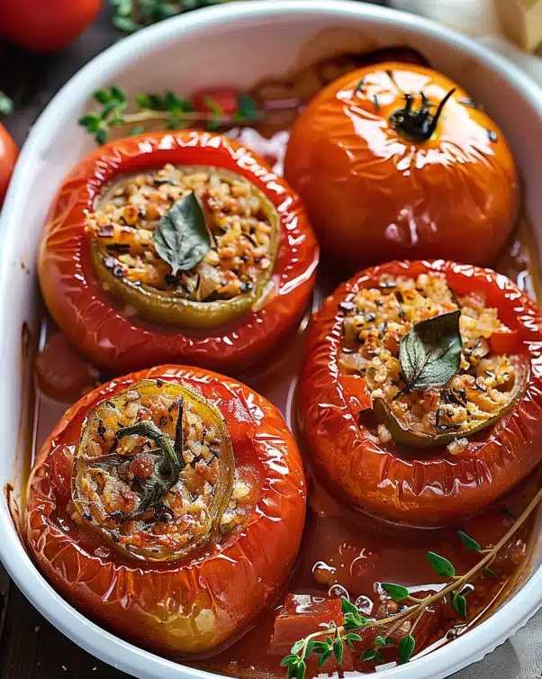 Greek style stuffed tomatoes