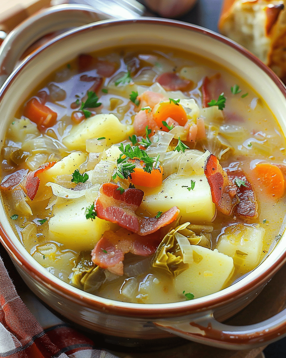 Irish Bacon, Cabbage, and Potato Soup