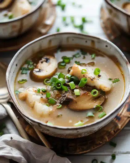 Keto Cod Miso Soup with Shiitake Mushrooms