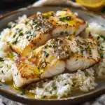 Lemon Butter Cod with Rice