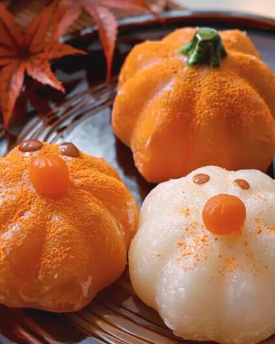Pumpkin Mochi in Ghost  Pumpkin Shape