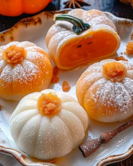 Pumpkin Mochi in Ghost Pumpkin Shape