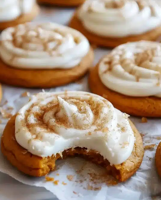 Pumpkin Sugar Cookies with Cream Cheese Frosting