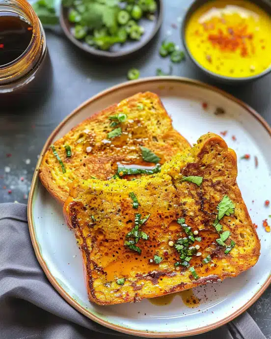 Savory Masala French Toast with Turmeric & Chili