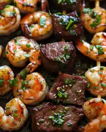 Savory Steak Bites and Shrimp in Garlic Butter Soy Glaze Recipe
