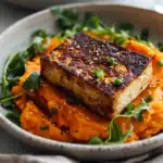 Tofu Steak with Mashed Sweet Potato