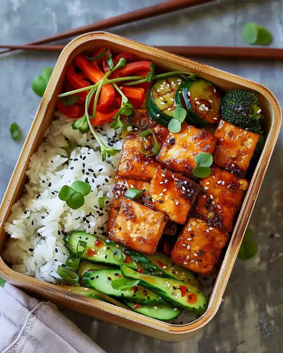 Tofu Teriyaki Bento Box (Quick Vegan Lunch Idea)