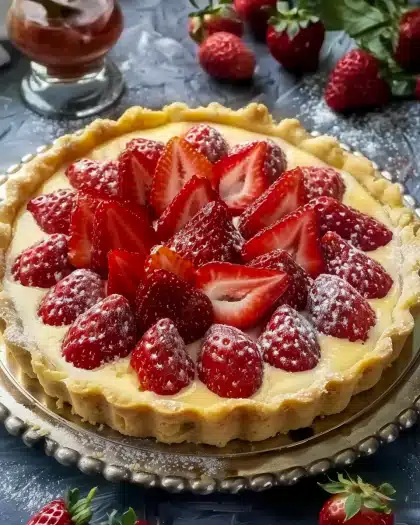 Vanilla Custard & Strawberry Tart