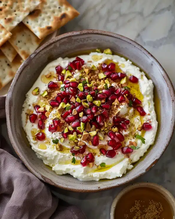 Whipped Feta with Pomegranate, Pistachios & Honey