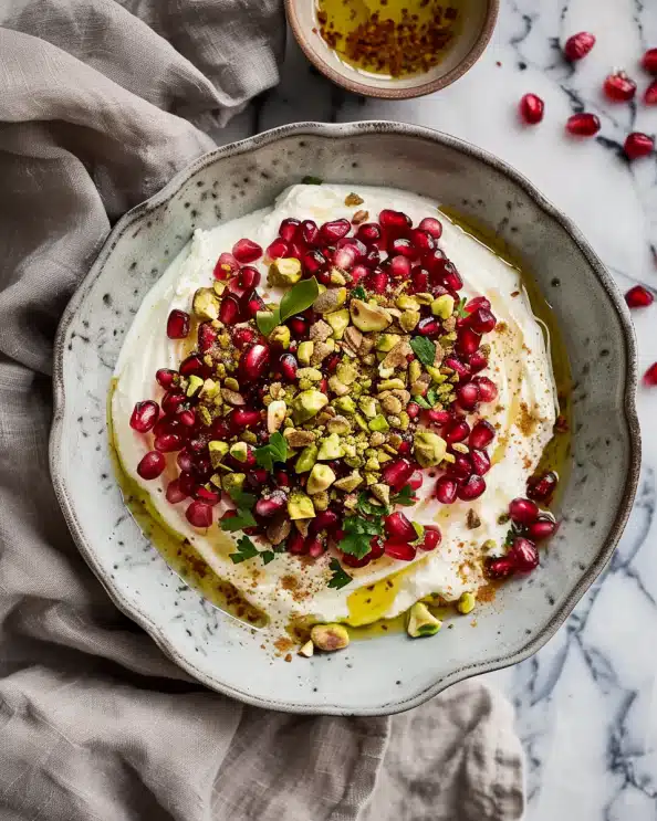 Whipped Feta with Pomegranate, Pistachios & Honey