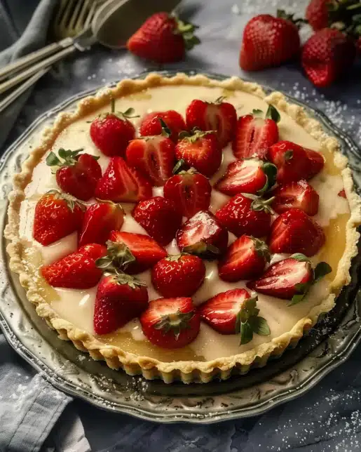 Vanilla Custard & Strawberry Tart
