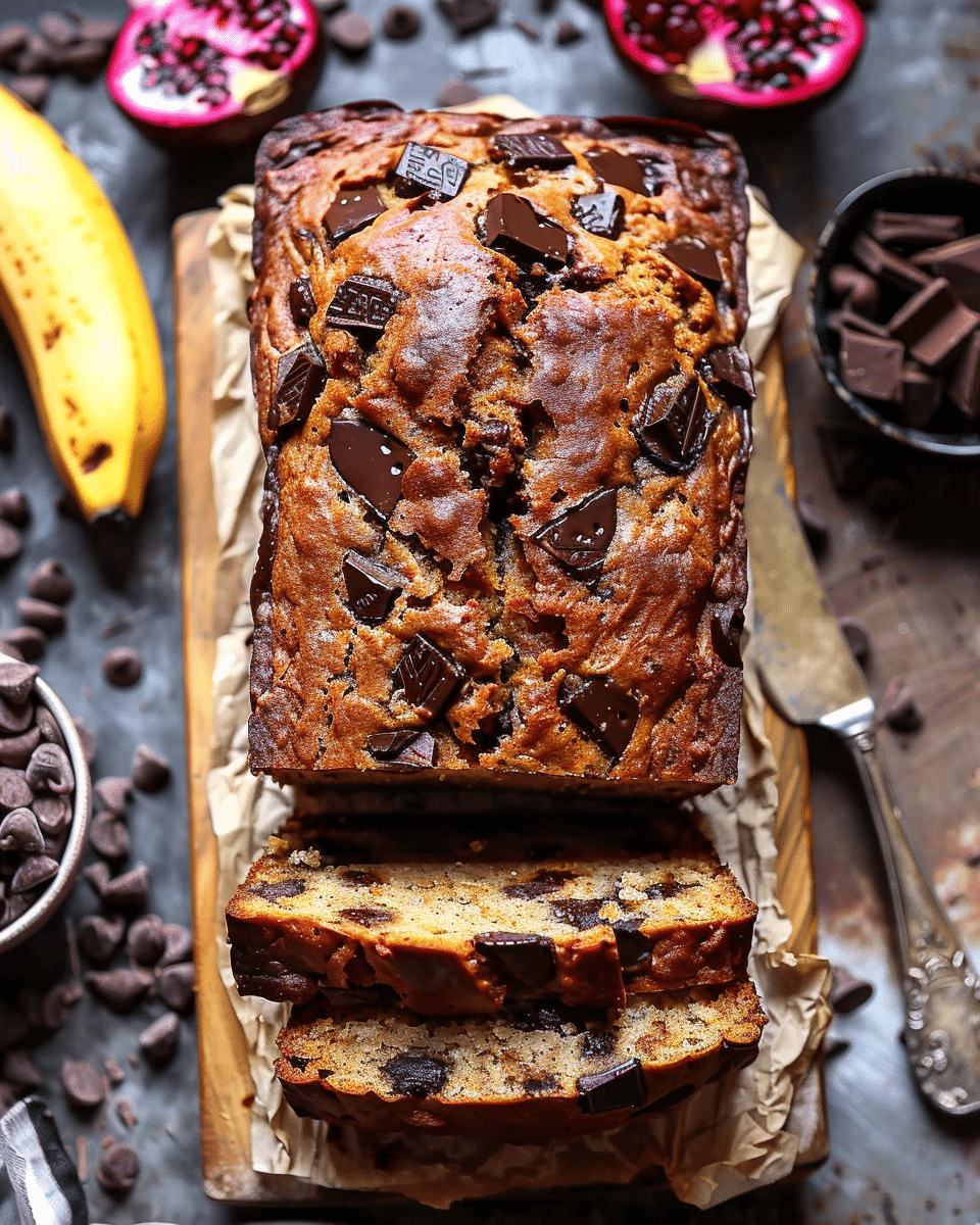 Chocolate Chunk Greek Yogurt Banana Bread