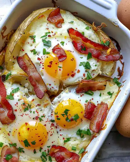 Double Baked Bacon + Egg Potatoes
