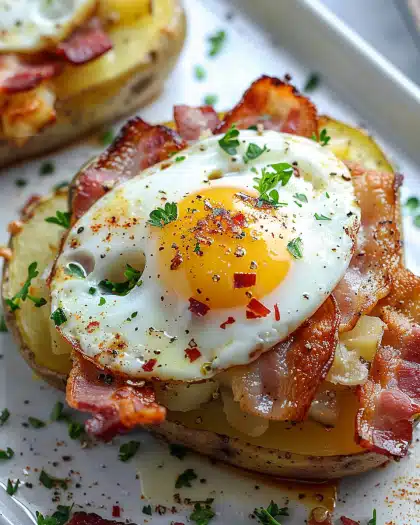 Double Baked Bacon + Egg Potatoes